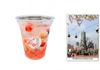 (左)桜&ベリーソーダ (右)横浜ランドマークタワーと 桜のマグネット