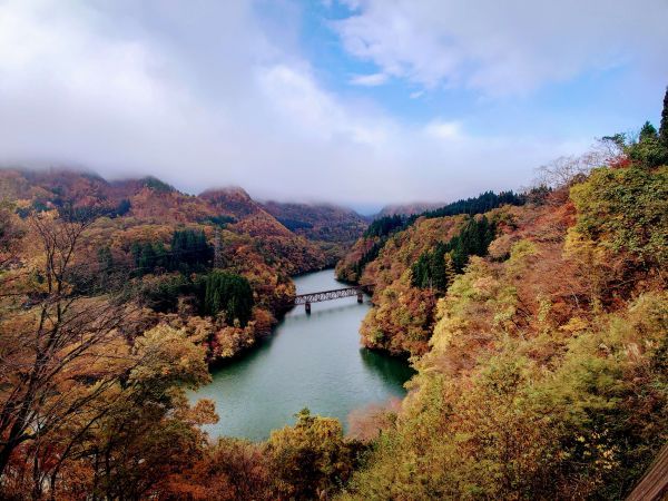 秋の第三只見川橋梁