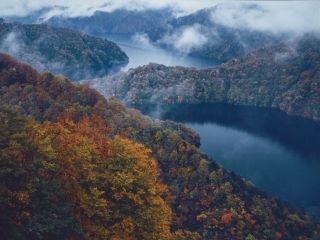 田子倉湖の紅葉写真１