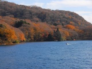 芦ノ湖の紅葉写真１
