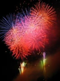 阿仁の花火大会と灯籠流しの写真