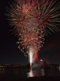 日本ライン夏まつりロングラン花火の写真