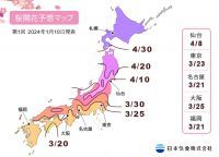 【桜開花予想2024】「第1回桜の開花・満開予想」を発表 春先の高温の影響で、東・西日本では平年より早い開花が多い予想 開花一番乗りは高知の3月18日、東京は3月23日の予想