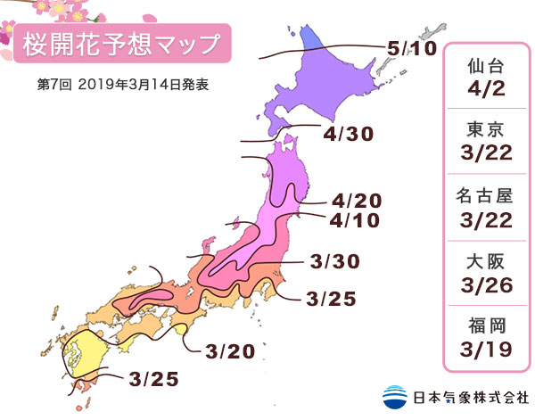 第7回 2019年桜開花予想マップ