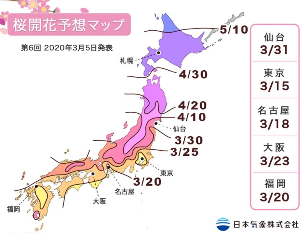 第6回 2020年桜開花予想マップ