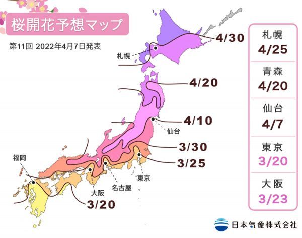 第11回 2022年桜開花予想マップ