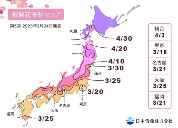 第5回 2023年桜開花予想マップ