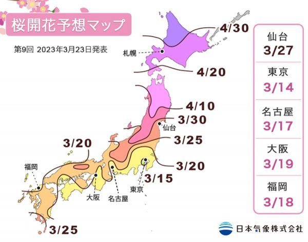 第9回 2023年桜開花予想マップ