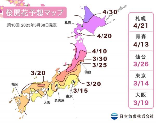 第10回 2023年桜開花予想マップ