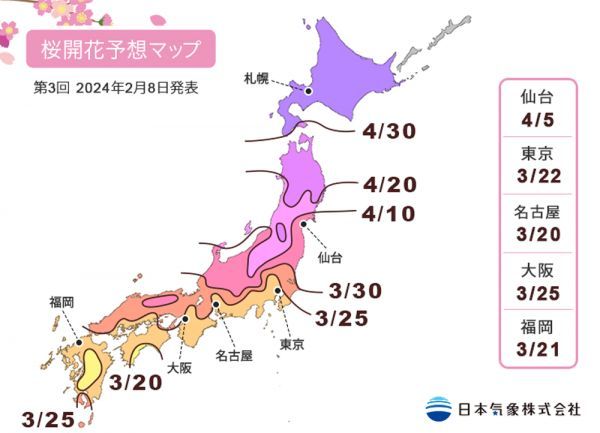第3回 2024年桜開花予想マップ
