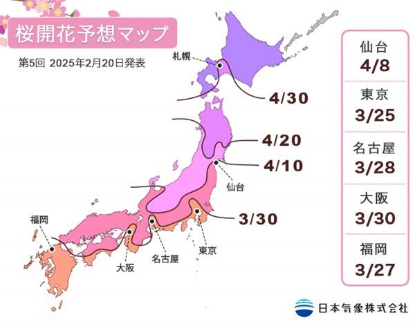 第5回 2025年桜開花予想マップ