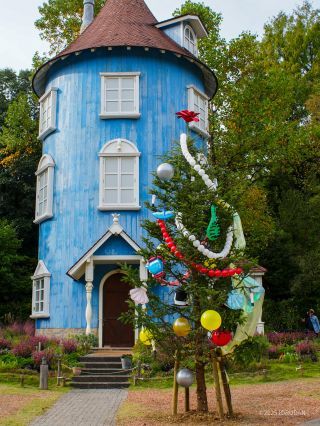くしやランタンがオーナメント、ちょっと変わったクリスマスツリー