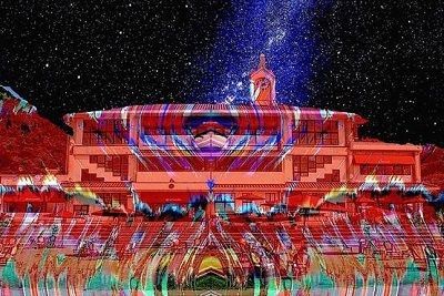 ▲「のじまスコーラ」に投影されるデジタルアート(イメージ)