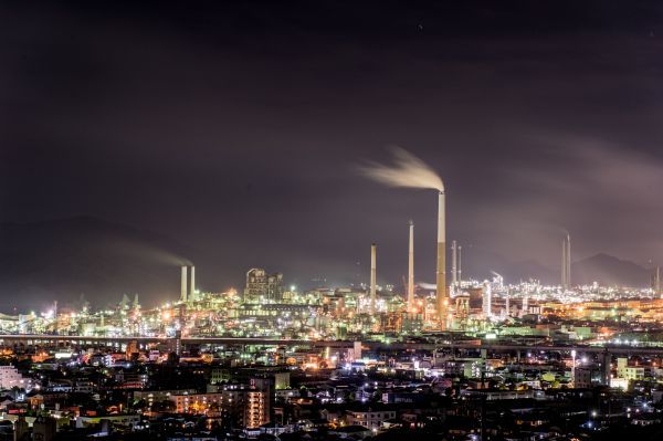 周南コンビナート企業が全点灯を行った周南工場夜景