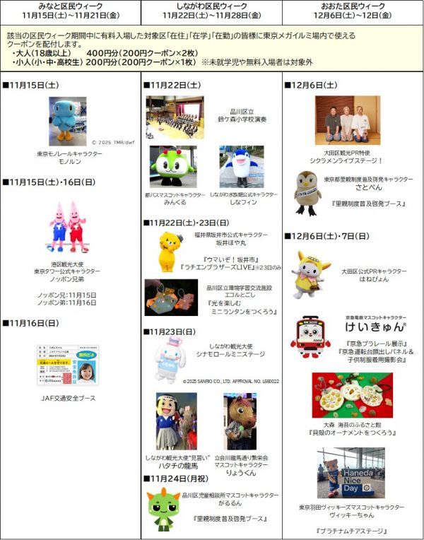 区民ウィークイベント表