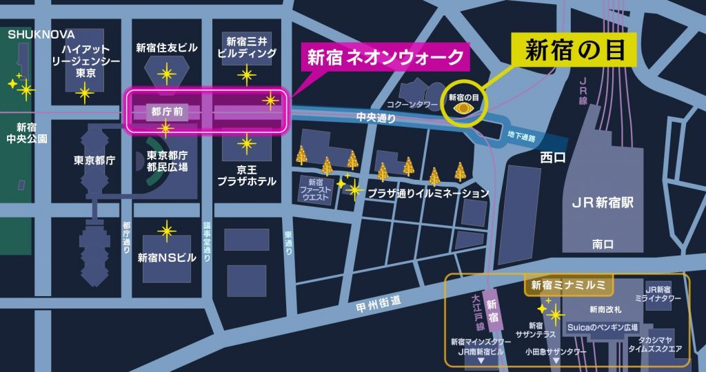 地図:Shinju Neon スタンプラリー