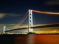 明石海峡大橋ライトアップの写真