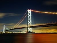 明石海峡大橋ライトアップの写真