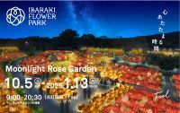 【いばらきフラワーパーク】月夜に浮かぶ花と自然の幻想的なライトアップ「Moonlight Rose Garden2024」10月5日(土)開幕！