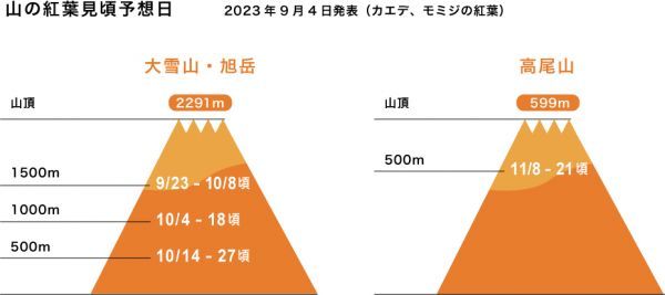 2023年 山の紅葉見頃予想