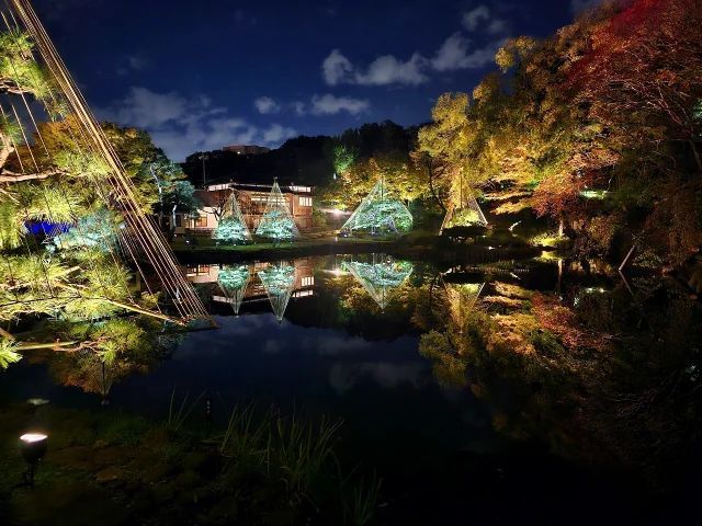 文京区立肥後細川庭園11月25日～12月3日で秋の紅葉ライトアップ２