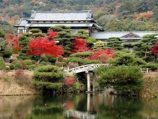 毛利氏庭園の紅葉写真１