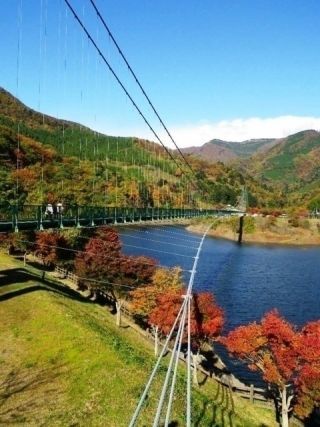 もみじ谷大吊橋の紅葉写真１