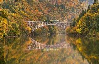 JR只見線 トロッコ列車の紅葉の写真３