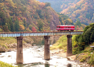 長良川鉄道の紅葉写真１