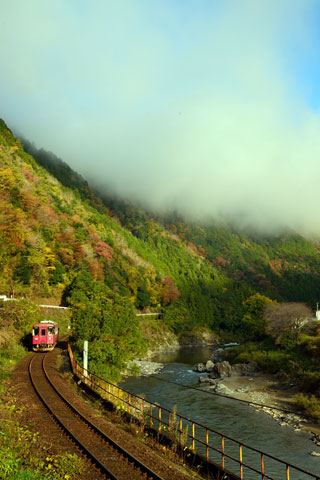 長良川鉄道の紅葉の写真３