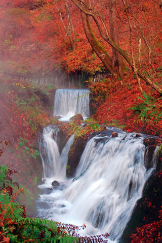 軽井沢 白糸の滝の紅葉写真１
