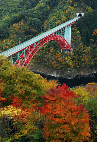 滝山峡大橋の紅葉写真１