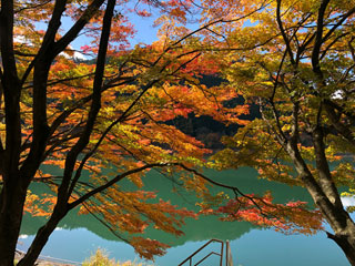銀山湖（生野ダム）の紅葉写真１