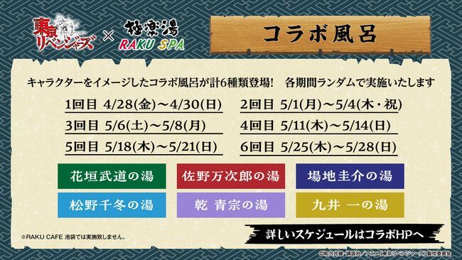 『東京リベンジャーズ』×極楽湯・RAKU SPAコラボキャンペーン　コラボ風呂