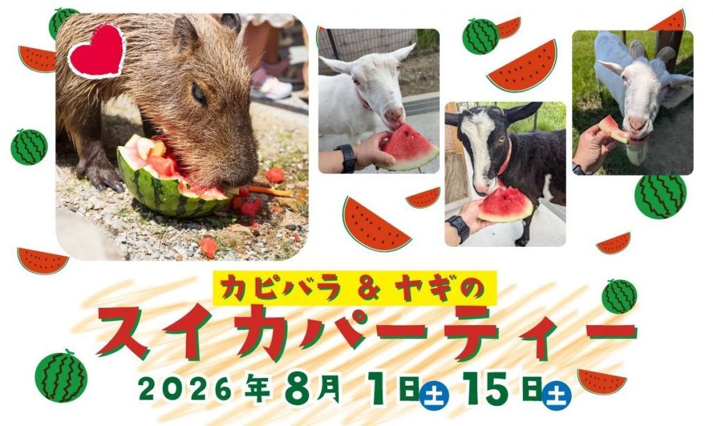 カピバラ＆ヤギのスイカパーティー
